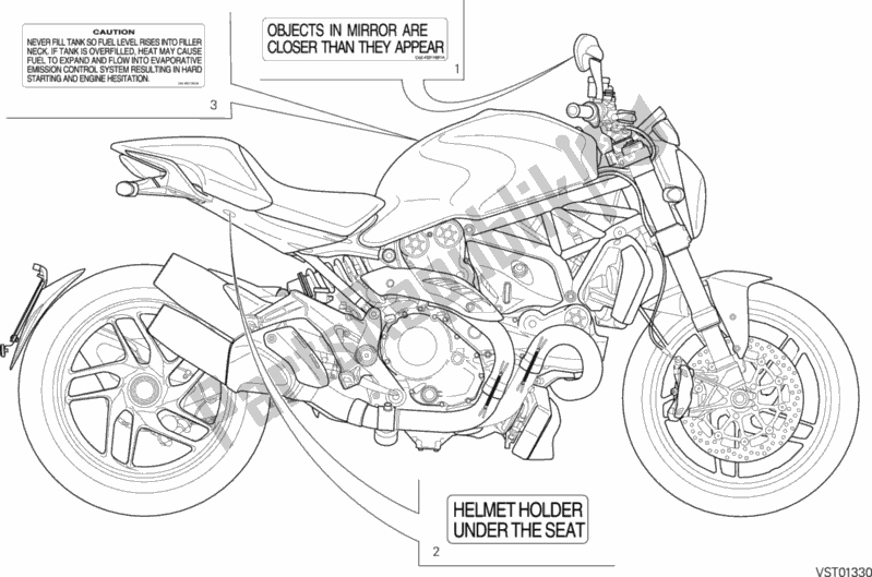 All parts for the Posizionamento Targhette of the Ducati Monster 1200 USA 2014